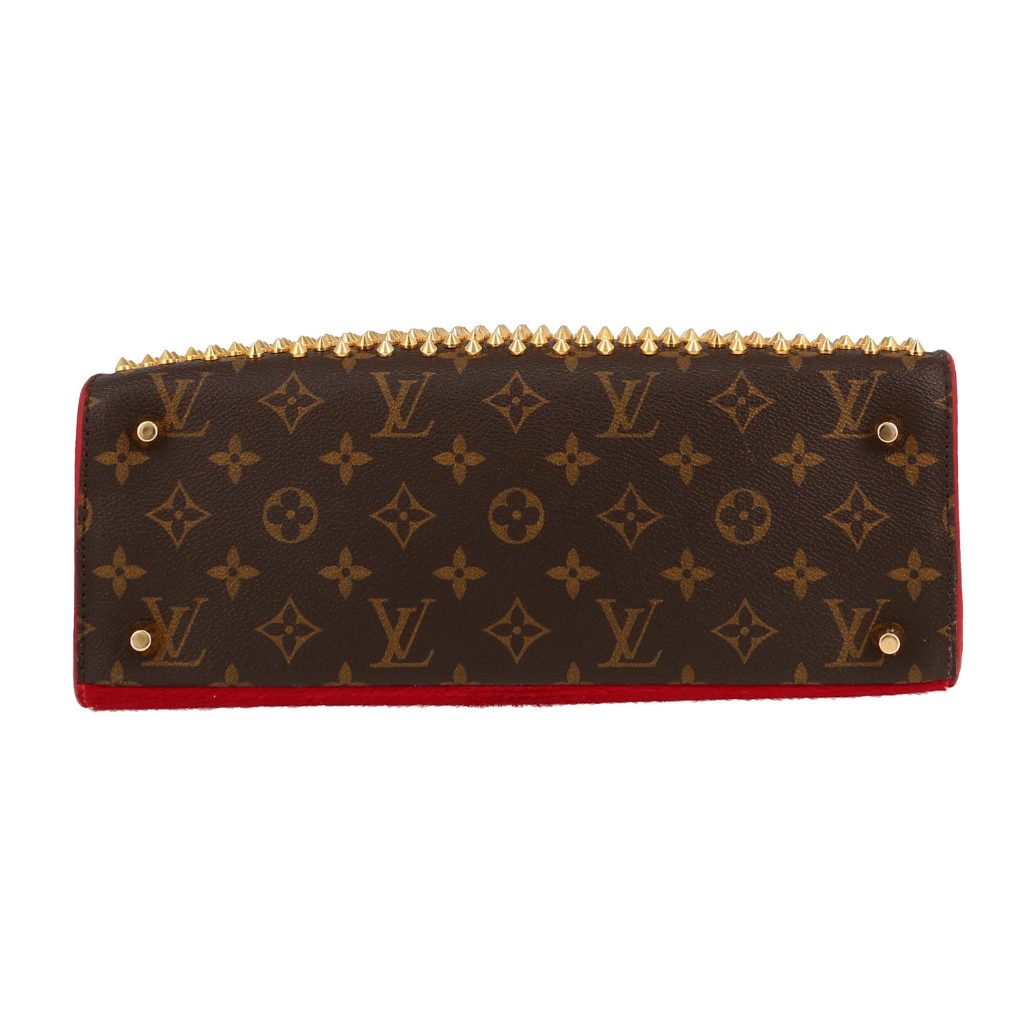 Borsa Louis Vuitton  Editions Limitées in tela e pelle marrone e puledro rosso - Detail D1