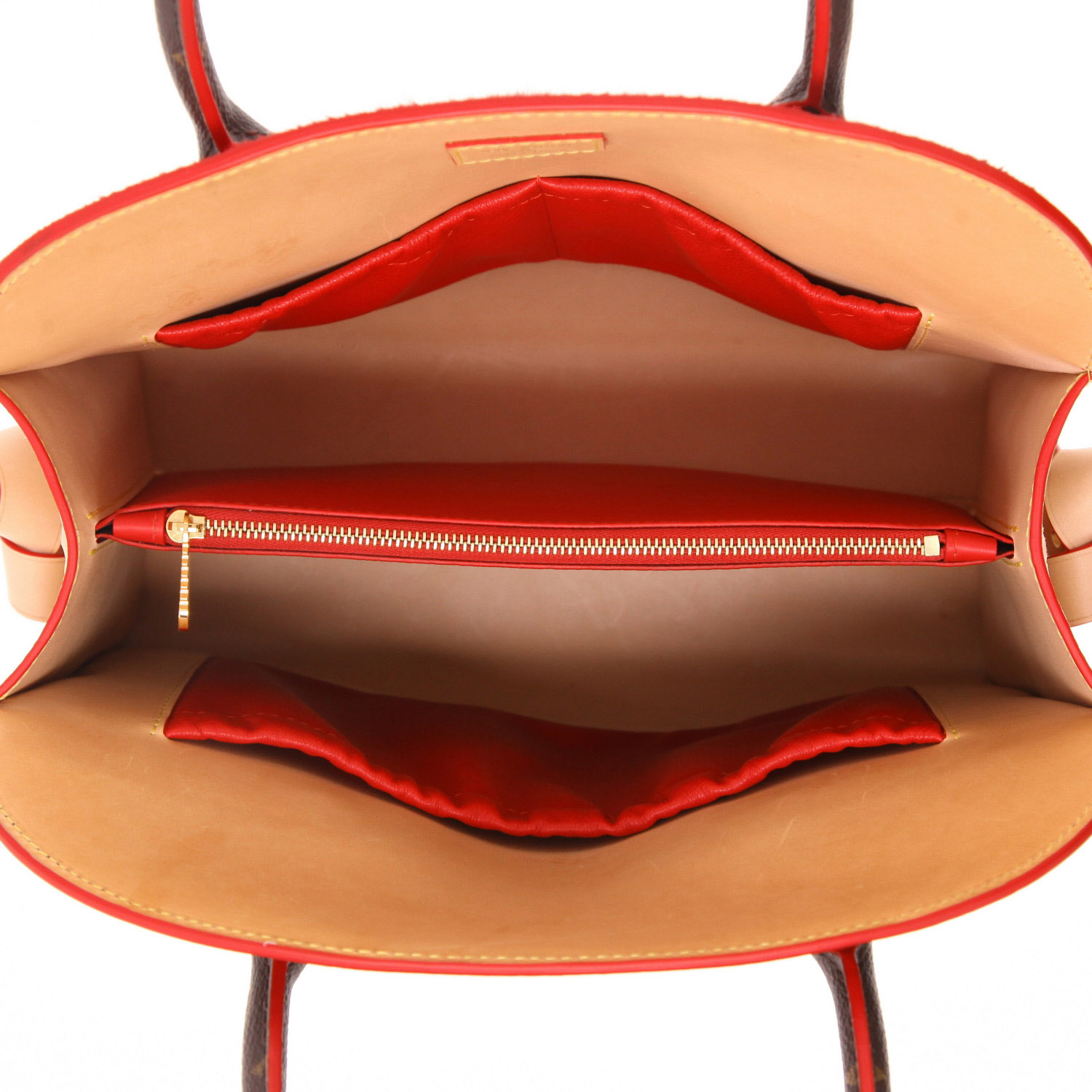 Bolso de mano Louis Vuitton  Editions Limitées en lona y cuero marrón y piel de potro roja - Detail D3