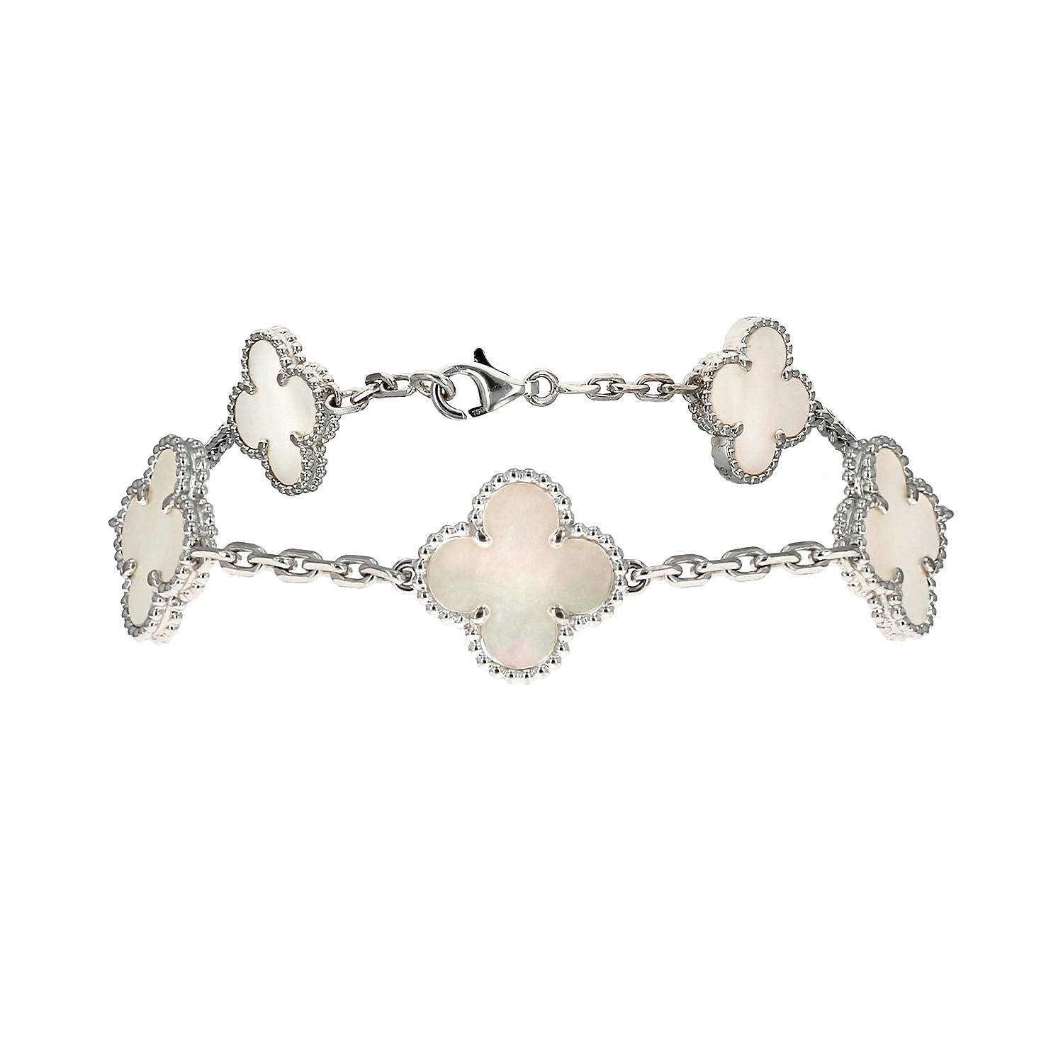 Bracciale Van Cleef & Arpels Vintage Alhambra in oro bianco e madreperla