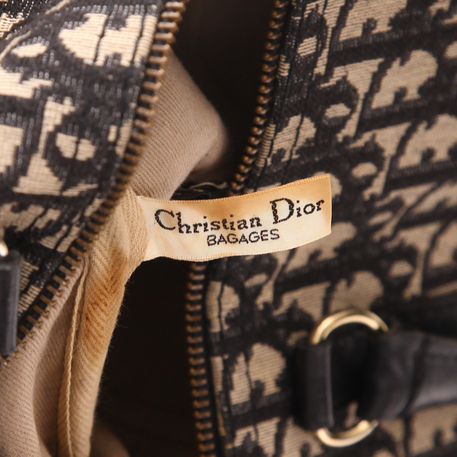 Bolso de fin de semana Dior Vintage en lona Monogram Oblique azul y cuero azul - Detail D2