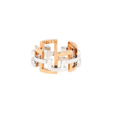 Sortija semiarticulada Mellerio Graphic de oro rosa y oro blanco