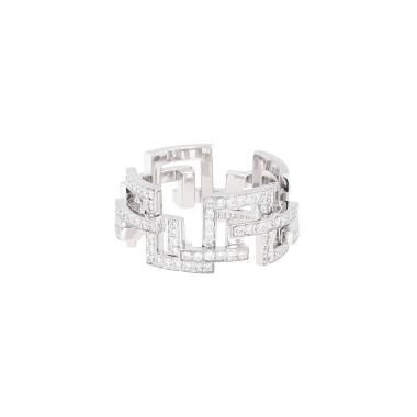 Sortija Mellerio Graphic modelo grande de oro blanco y diamantes