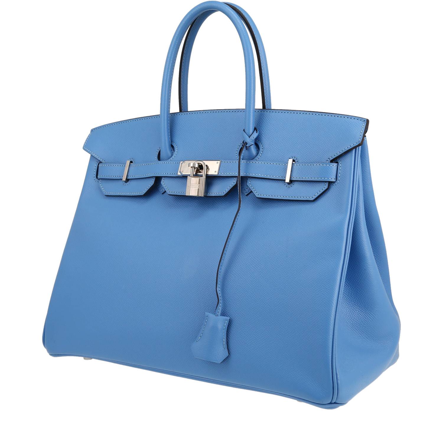 Birkin 35 cm Handbag In Bleu Paradis Epsom Leather