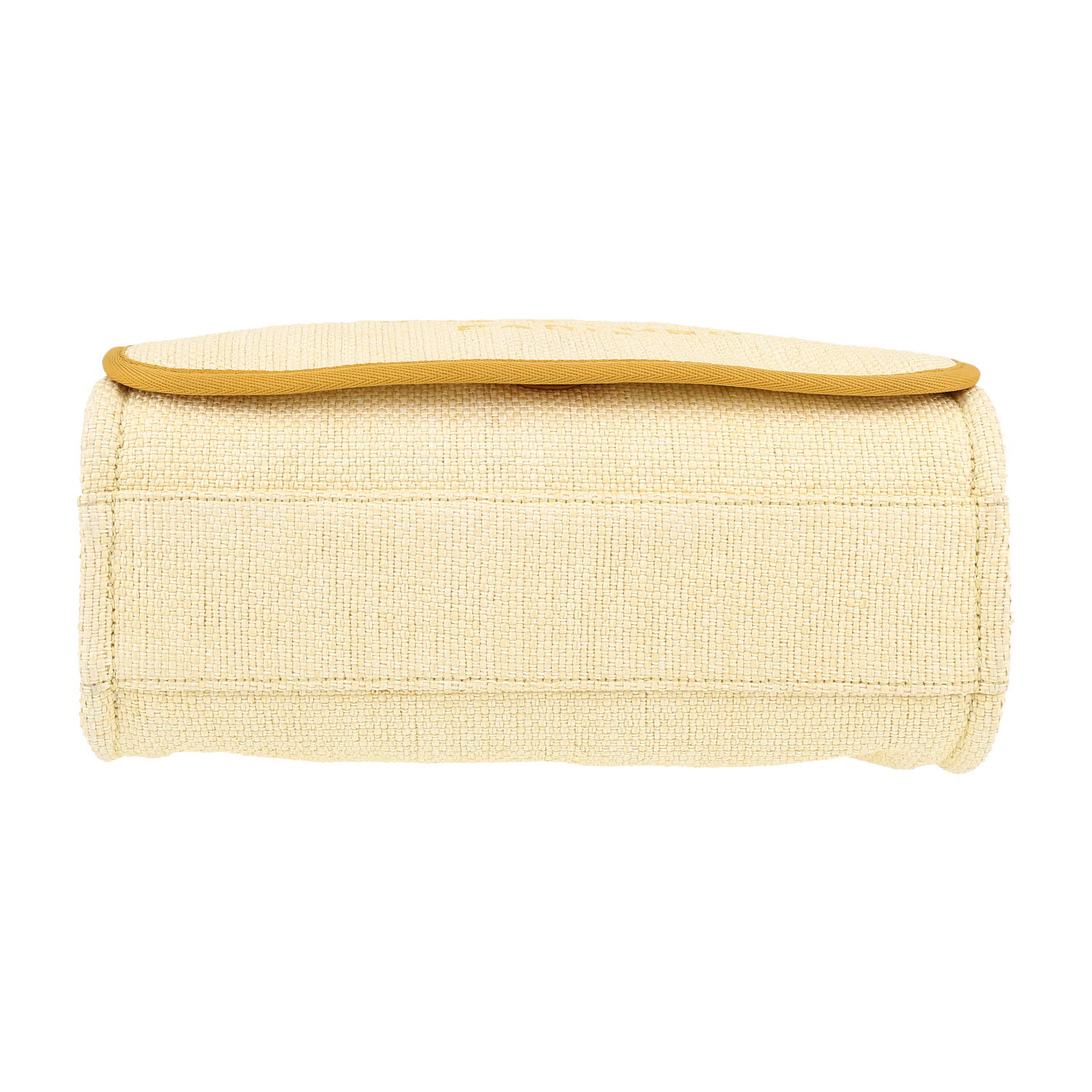 Sac à main Chanel Deauville en osier jaune et cuir jaune - Detail D1
