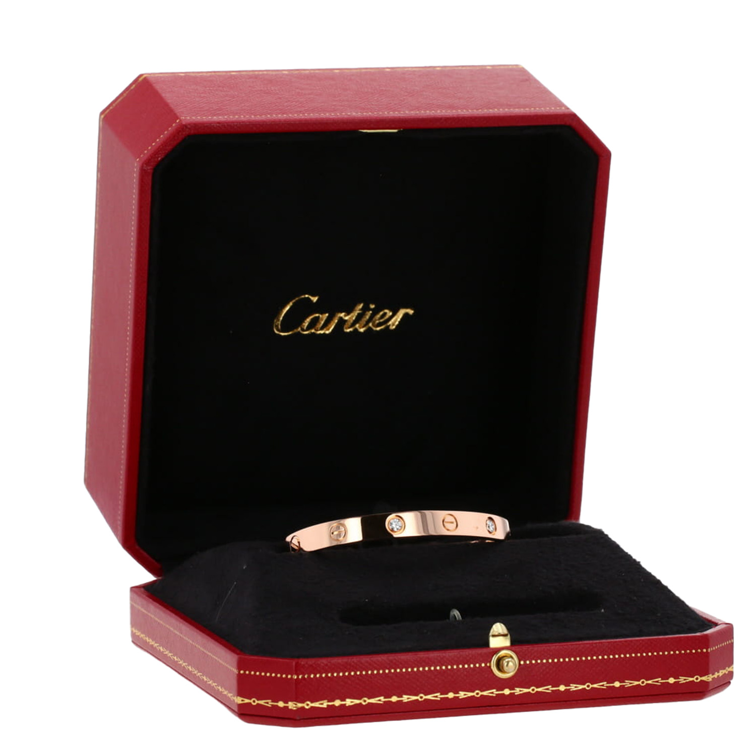 Bracelet Cartier Love 4 diamants en or rose et diamants - Detail D2