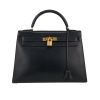 Hermès  Kelly 32 cm handbag  in navy blue box leather - 360 thumbnail