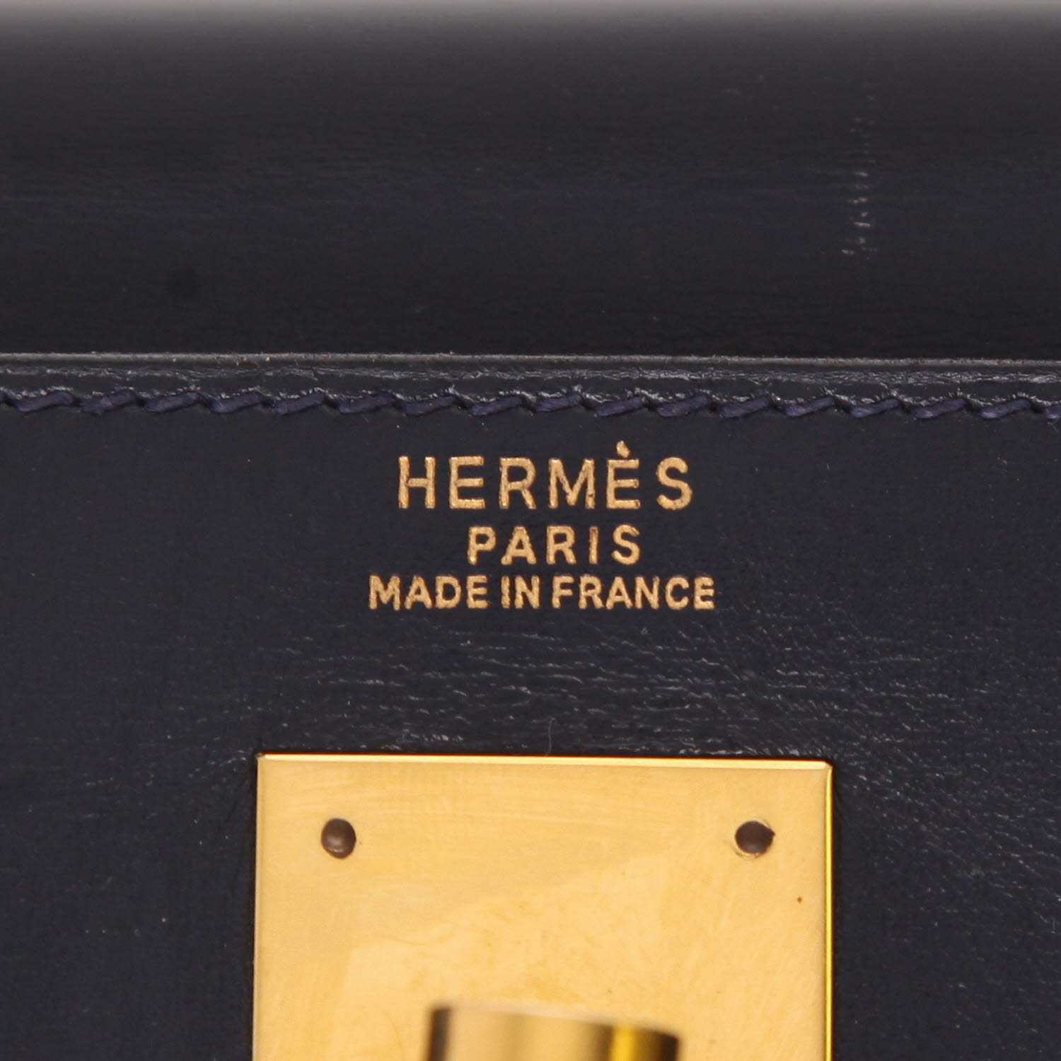 Borsa Hermès  Kelly 32 cm in pelle box blu marino - Detail D2