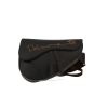 Dior  Saddle shoulder bag  in black leather  and brown canvas - 360 thumbnail