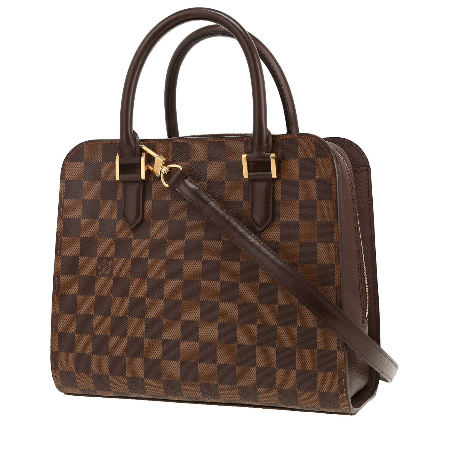 Borsa Louis Vuitton  Triana in tela a scacchi ebana e pelle lucida marrone