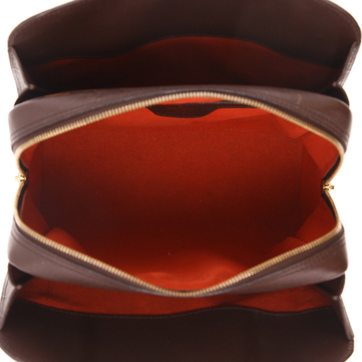 Bolso de mano Louis Vuitton  Triana en lona a cuadros ébano y cuero esmaltado marrón - Detail D3