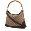 Bolso de mano Gucci  Bamboo en lona Monogram beige y cuero marrón - 00pp thumbnail