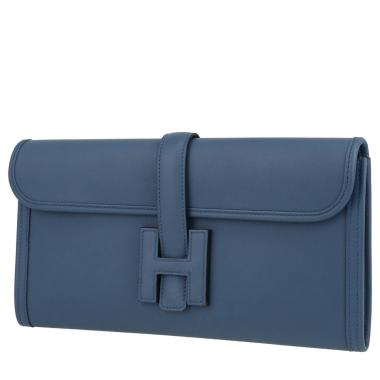Bolsito de mano Hermès  Jige en cuero swift azul