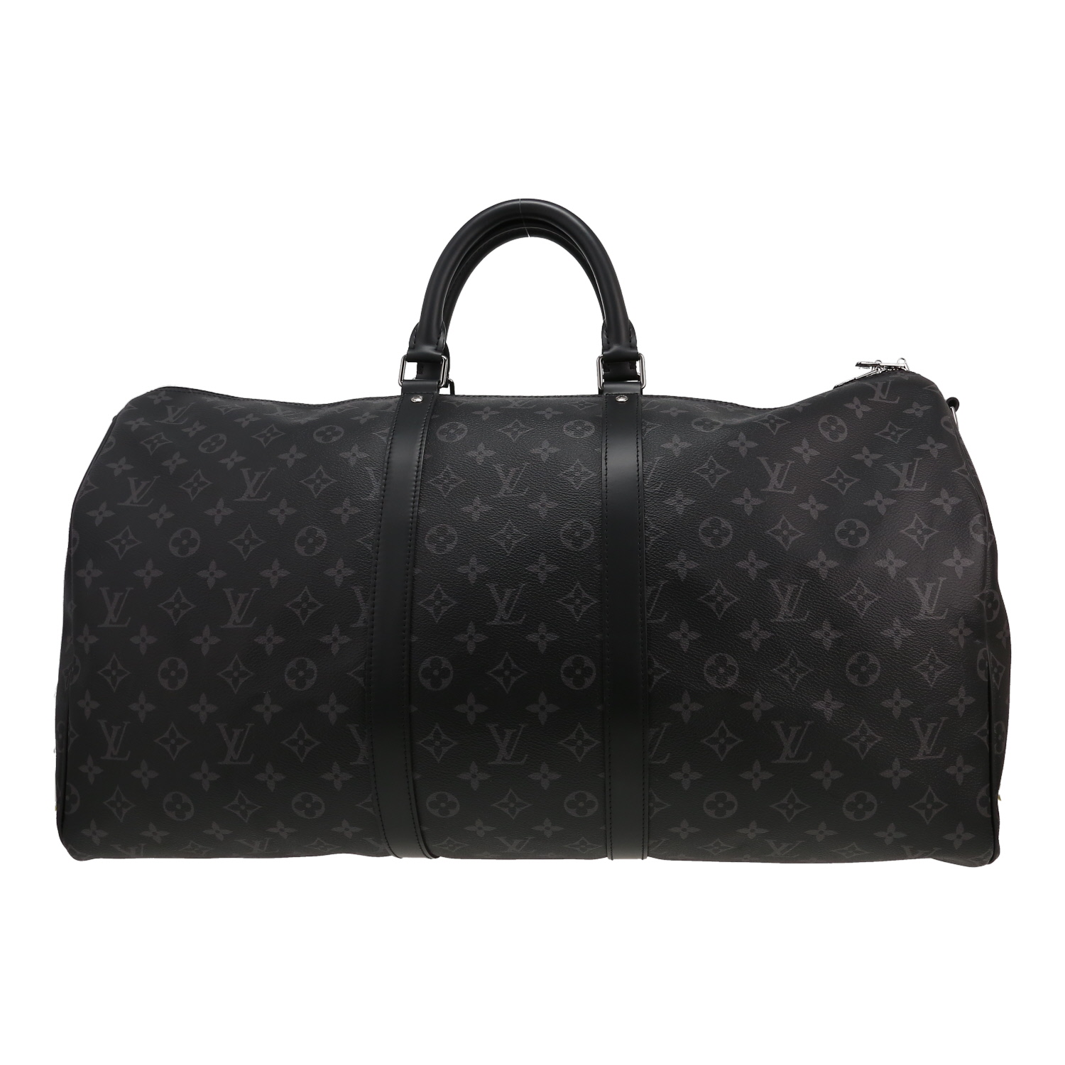 Louis Vuitton  Keepall 55 travel bag  in grey Graphite and black monogram canvas  and black leather - Detail D1