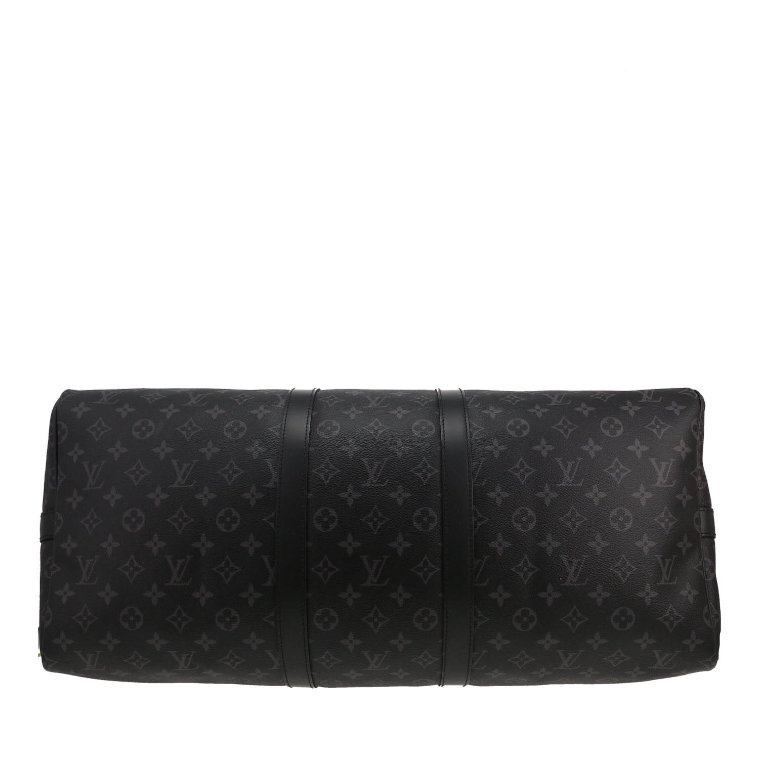 Bolsa de viaje Louis Vuitton  Keepall 55 en lona Monogram gris Graphite y negra y cuero negro - Detail D4