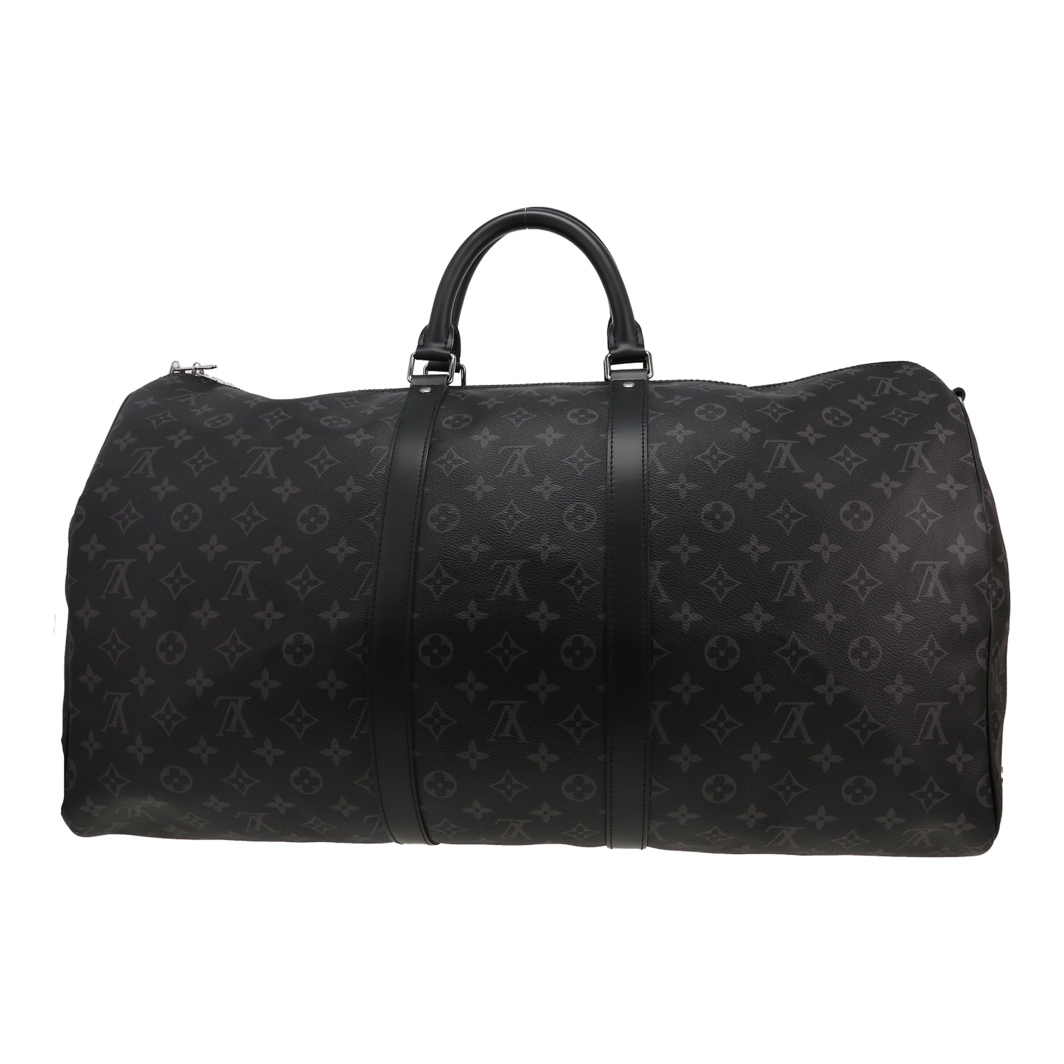 Louis Vuitton  Keepall 55 travel bag  in grey Graphite and black monogram canvas  and black leather - Detail D5