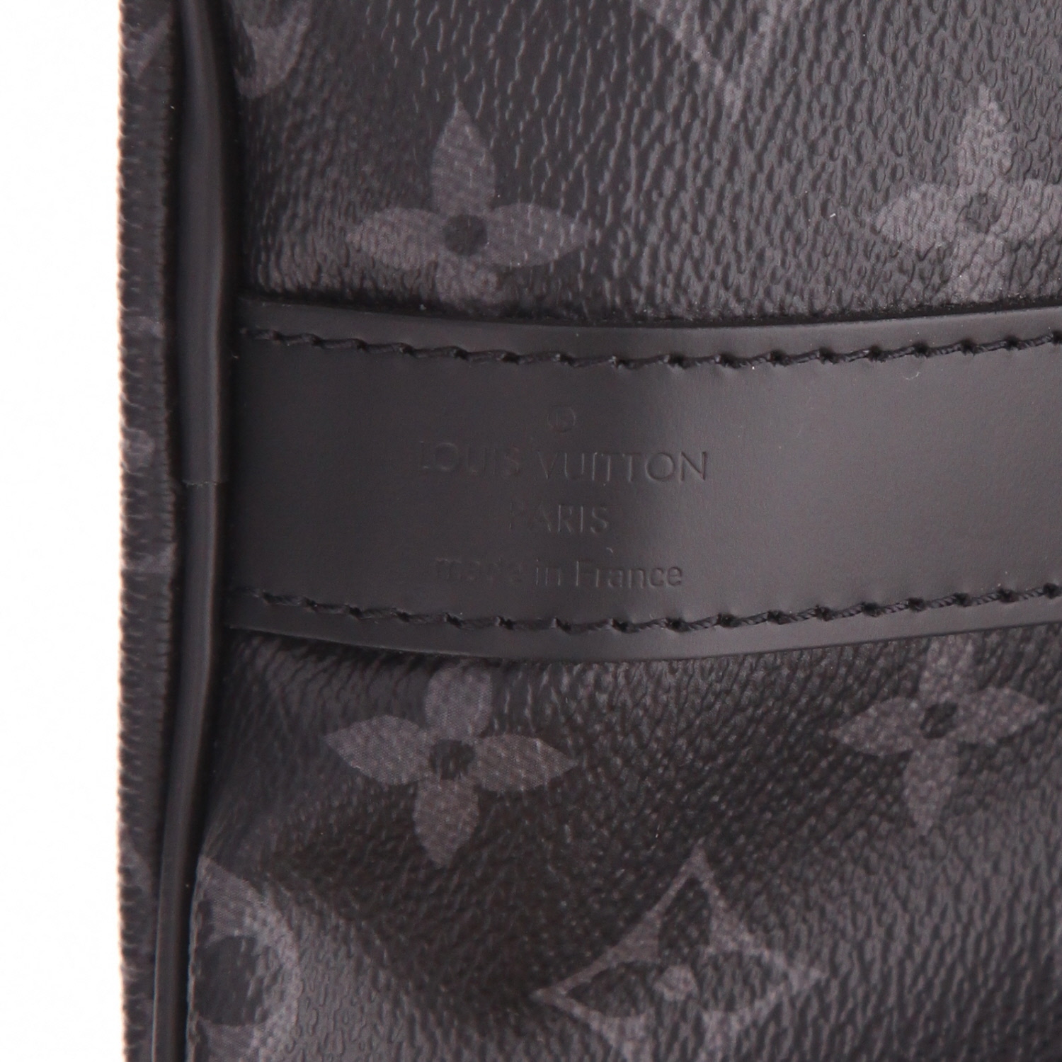 Bolsa de viaje Louis Vuitton  Keepall 55 en lona Monogram gris Graphite y negra y cuero negro - Detail D6