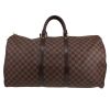 Louis Vuitton  Keepall 55 travel bag  in ebene damier canvas  and brown leather - Detail D1 thumbnail