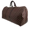 Louis Vuitton  Keepall 55 travel bag  in ebene damier canvas  and brown leather - Detail D2 thumbnail