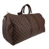 Louis Vuitton  Keepall 55 travel bag  in ebene damier canvas  and brown leather - Detail D3 thumbnail