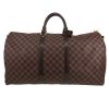 Louis Vuitton  Keepall 55 travel bag  in ebene damier canvas  and brown leather - Detail D5 thumbnail