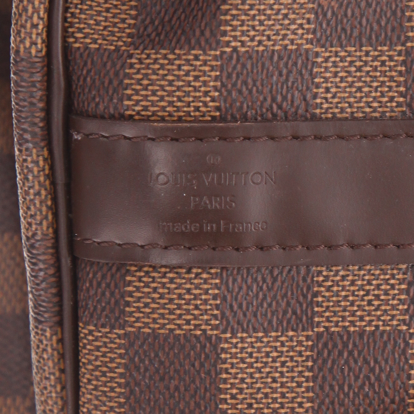 Sac de voyage Louis Vuitton  Keepall 55 en toile damier ébène et cuir marron - Detail D6