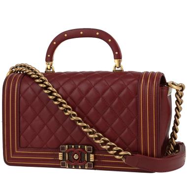 Bolso bandolera Chanel  Boy en cuero acolchado color burdeos