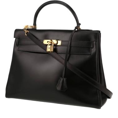 Bolso de mano Hermès  Kelly 32 cm en cuero box negro