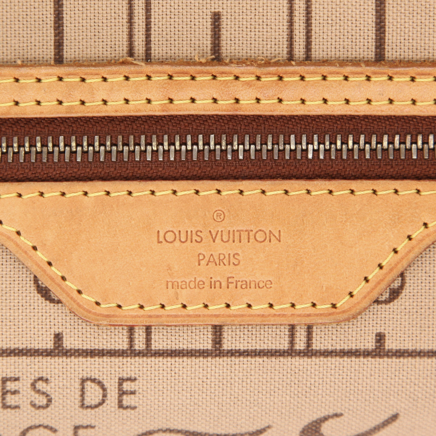 Shopping bag Louis Vuitton  Neverfull in tela monogram marrone e pelle naturale - Detail D2