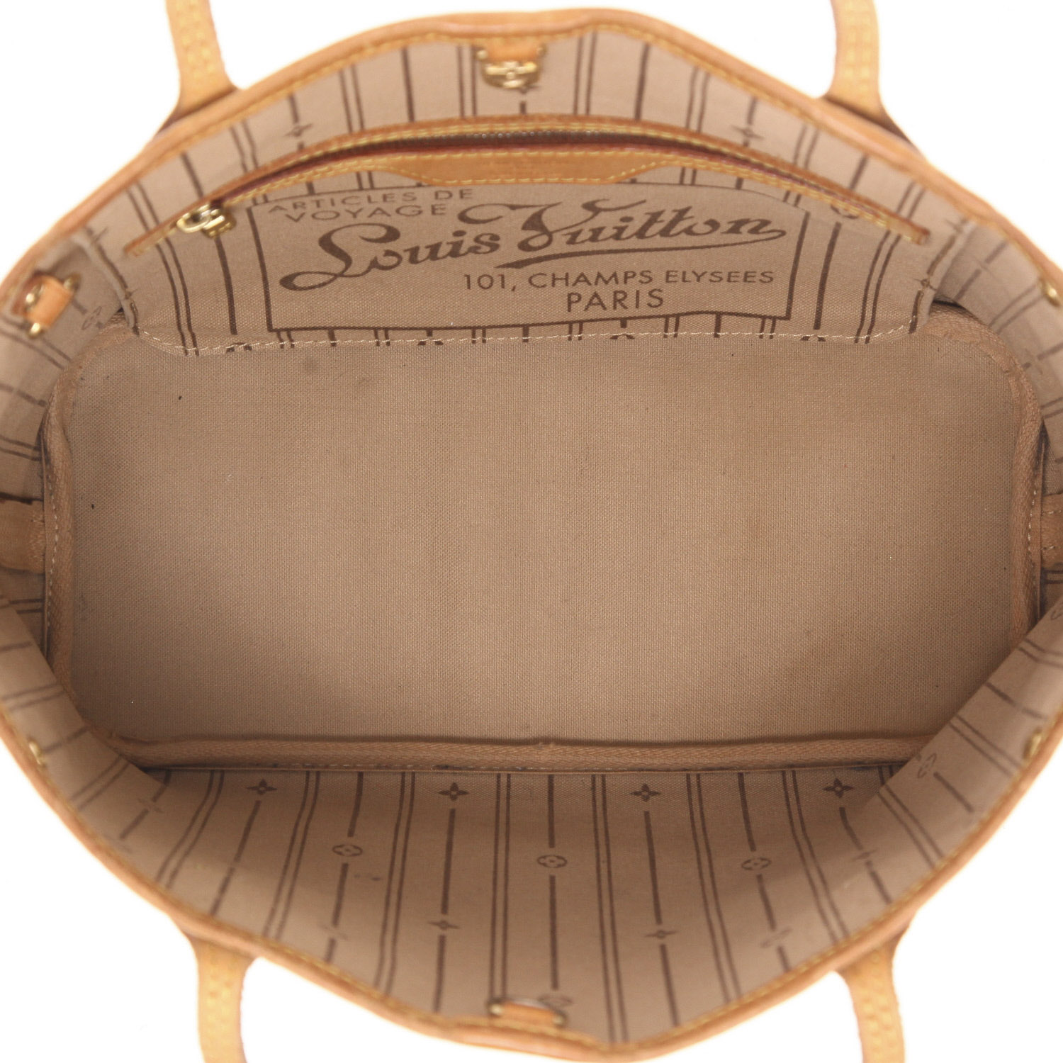 Louis Vuitton  Neverfull shopping bag  in brown monogram canvas  and natural leather - Detail D3