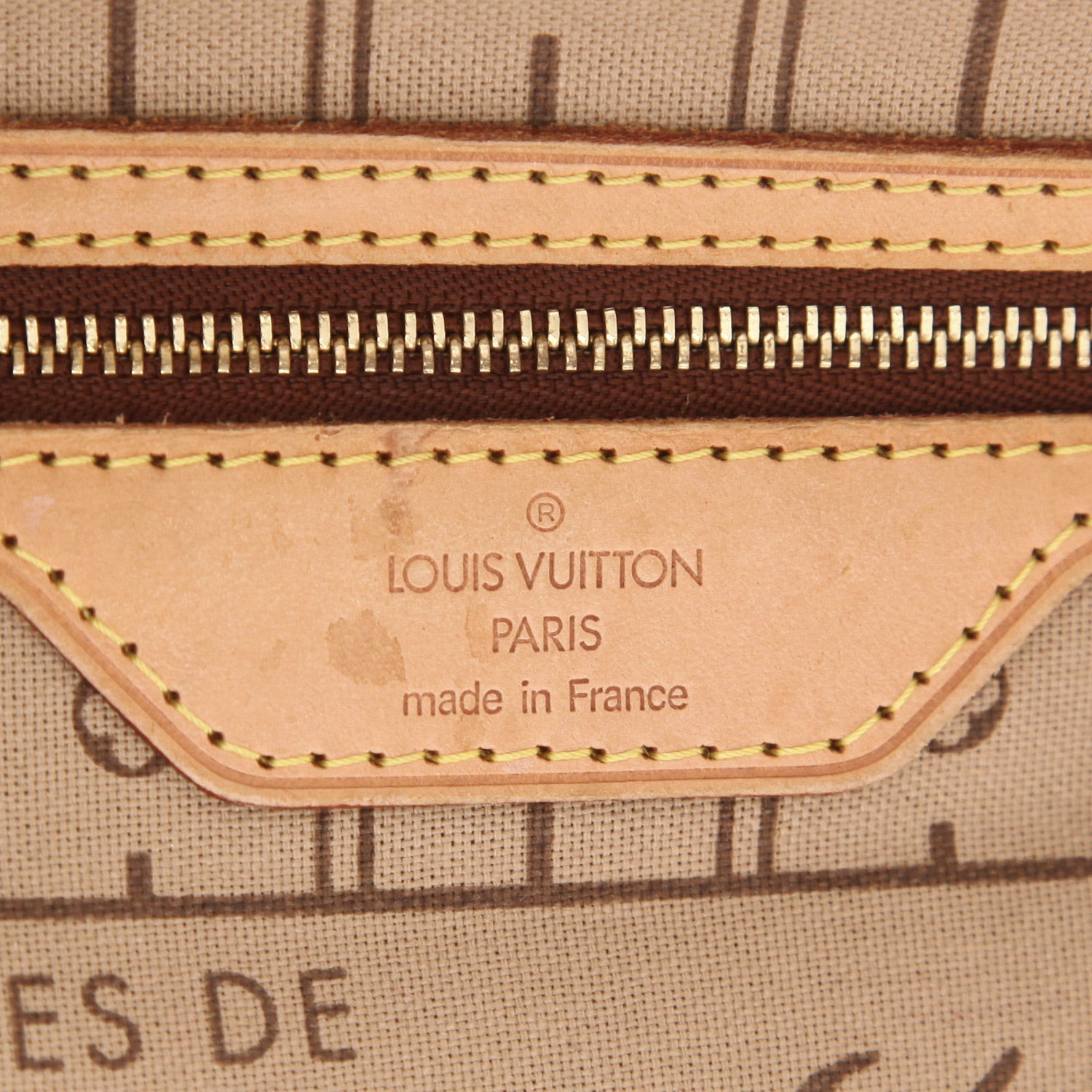 Louis Vuitton  Neverfull small model  shopping bag  in brown monogram canvas  and natural leather - Detail D2