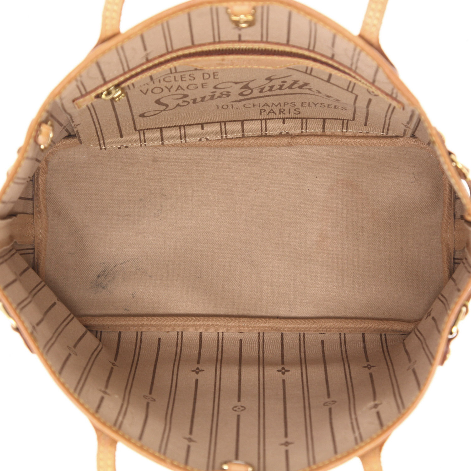 Louis Vuitton  Neverfull small model  shopping bag  in brown monogram canvas  and natural leather - Detail D3