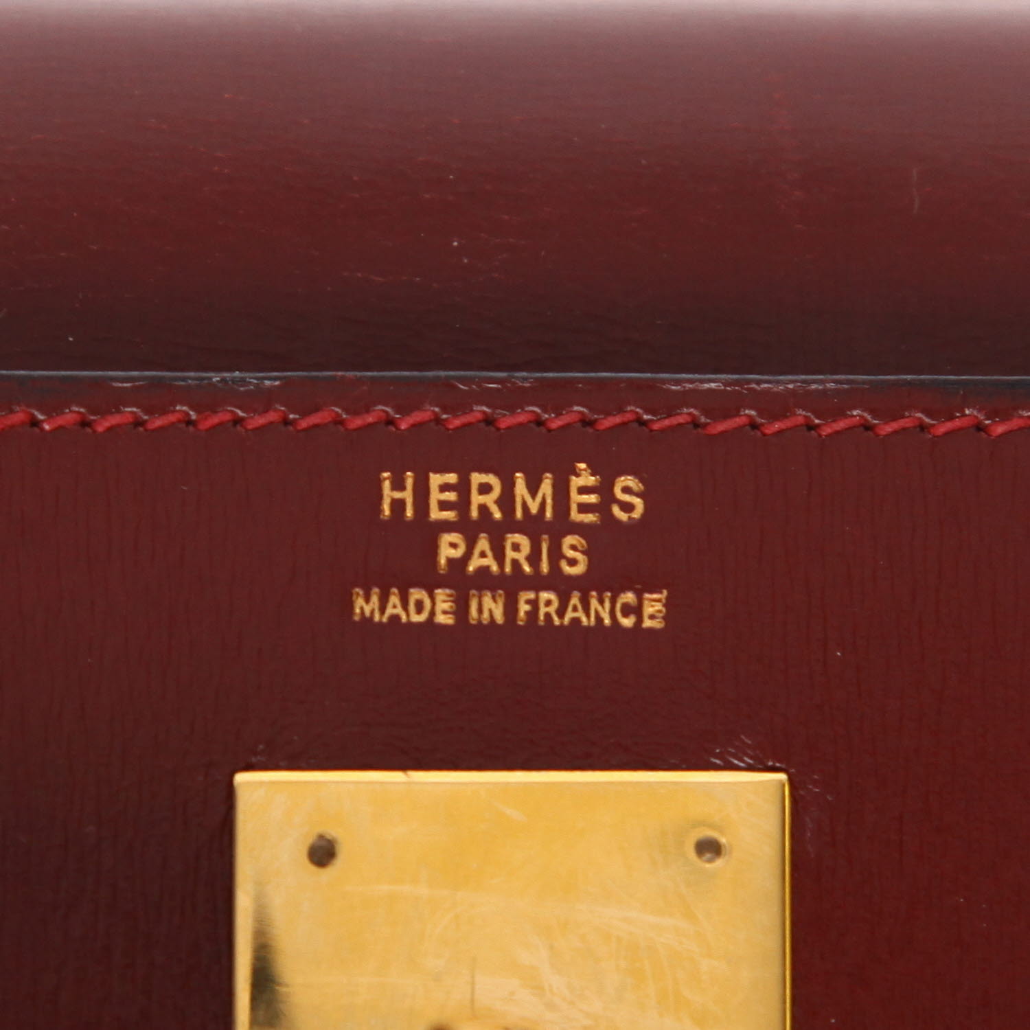 Bolso de mano Hermès  Kelly 32 cm en cuero box rojo H - Detail D2