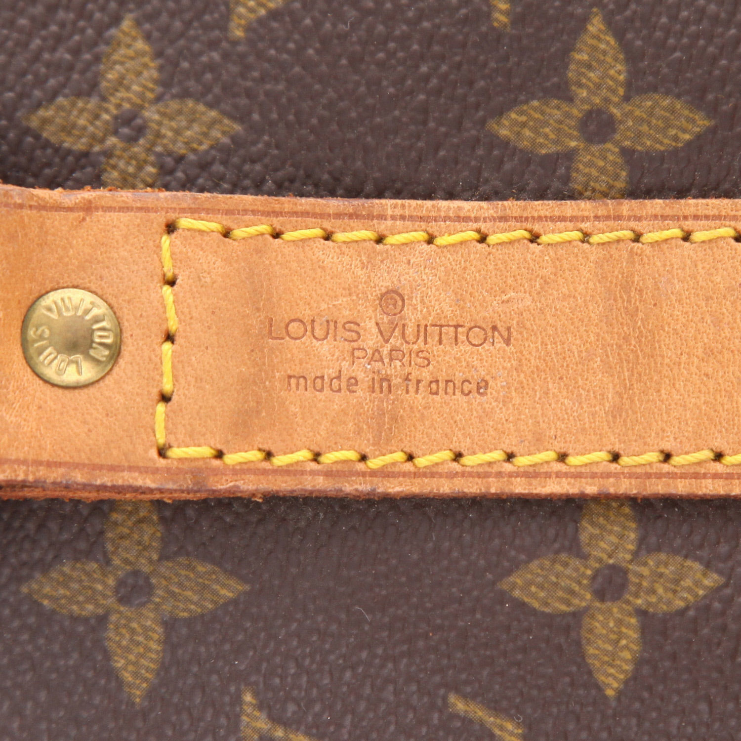 Bolsa de viaje Louis Vuitton  Keepall 45 en lona Monogram marrón y cuero natural - Detail D2