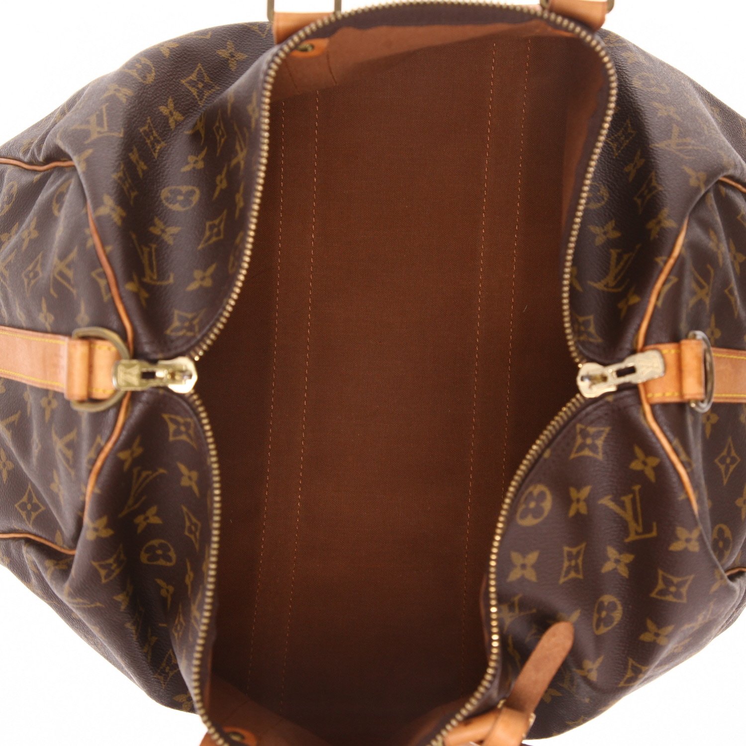 Louis Vuitton  Keepall 45 travel bag  in brown monogram canvas  and natural leather - Detail D3