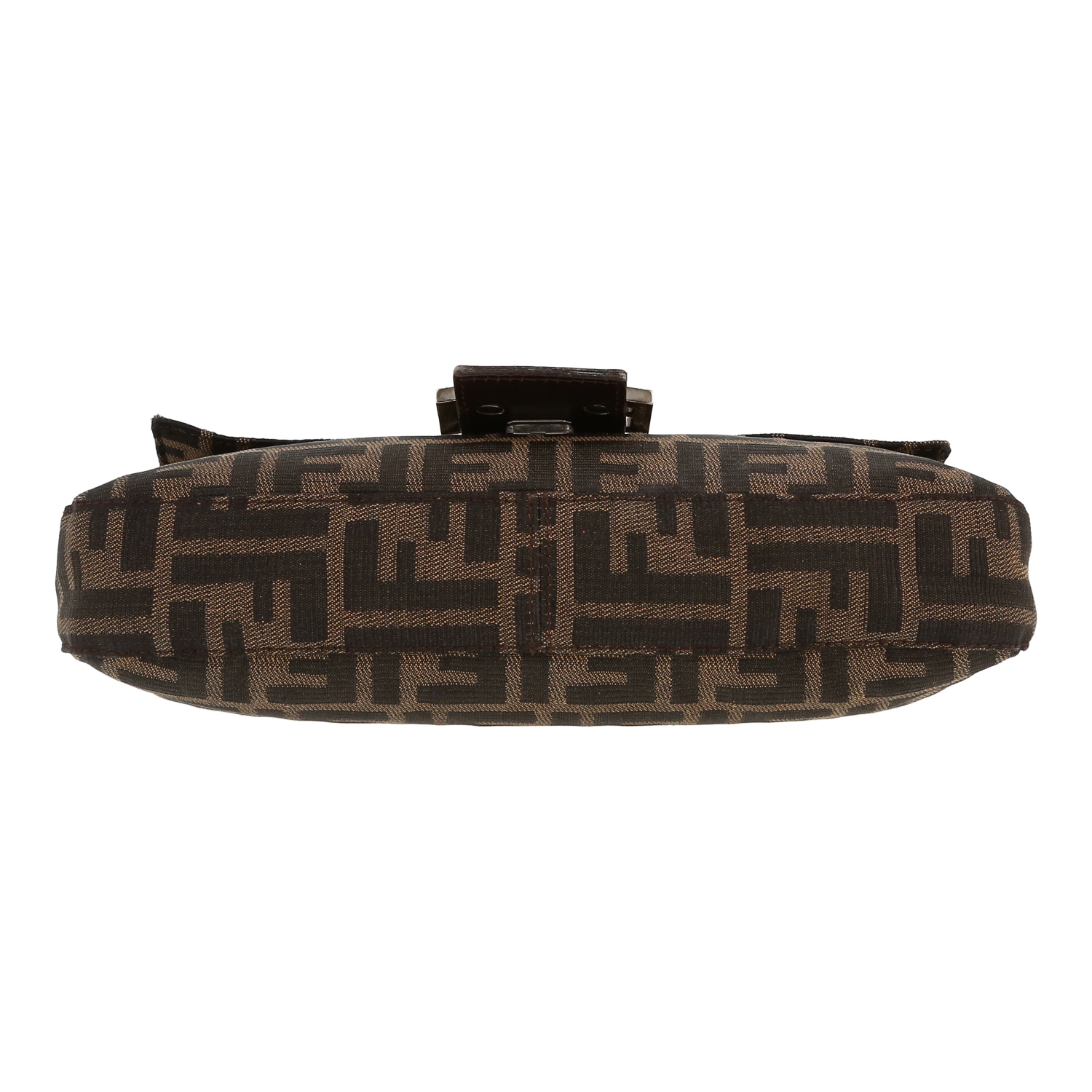 Bolso de mano Fendi  Baguette en lona monogram marrón y cuero marrón - Detail D1