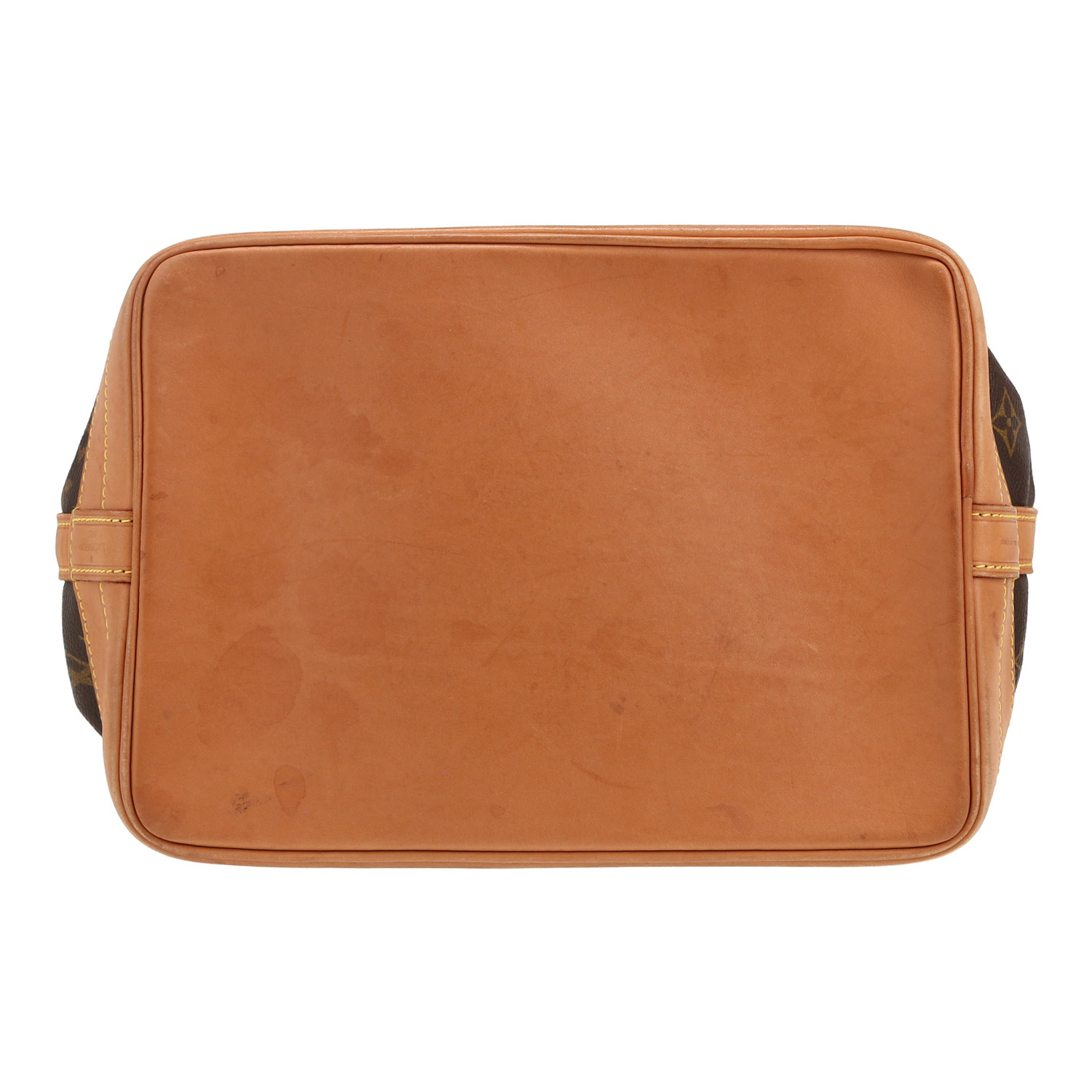 Sac cabas Louis Vuitton  Grand Noé en cuir monogram marron et cuir naturel - Detail D1