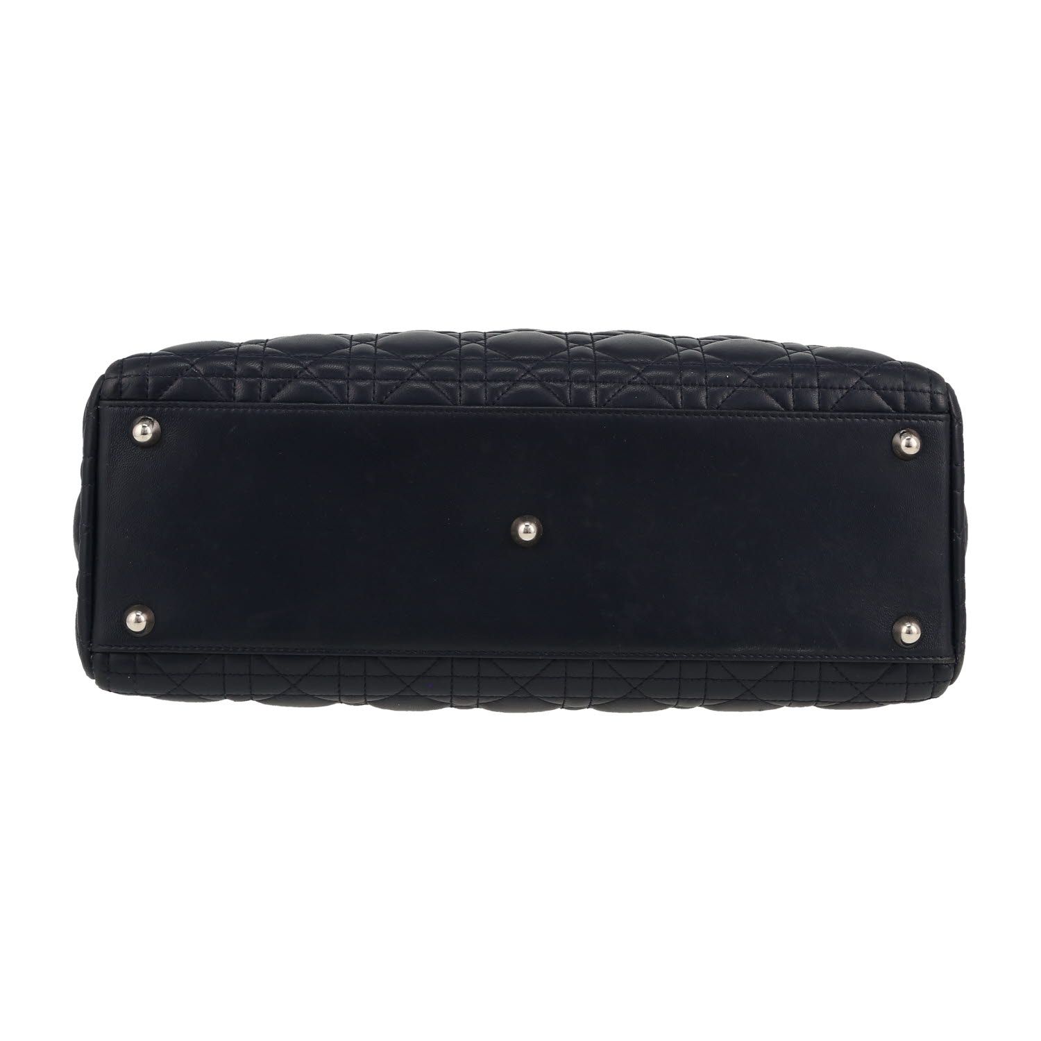 Dior  Lady Dior handbag  in navy blue leather cannage - Detail D1