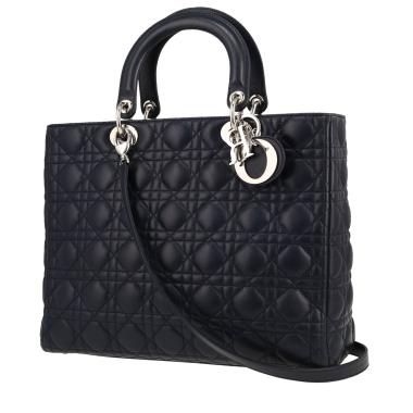 Dior  Lady Dior handbag  in navy blue leather cannage