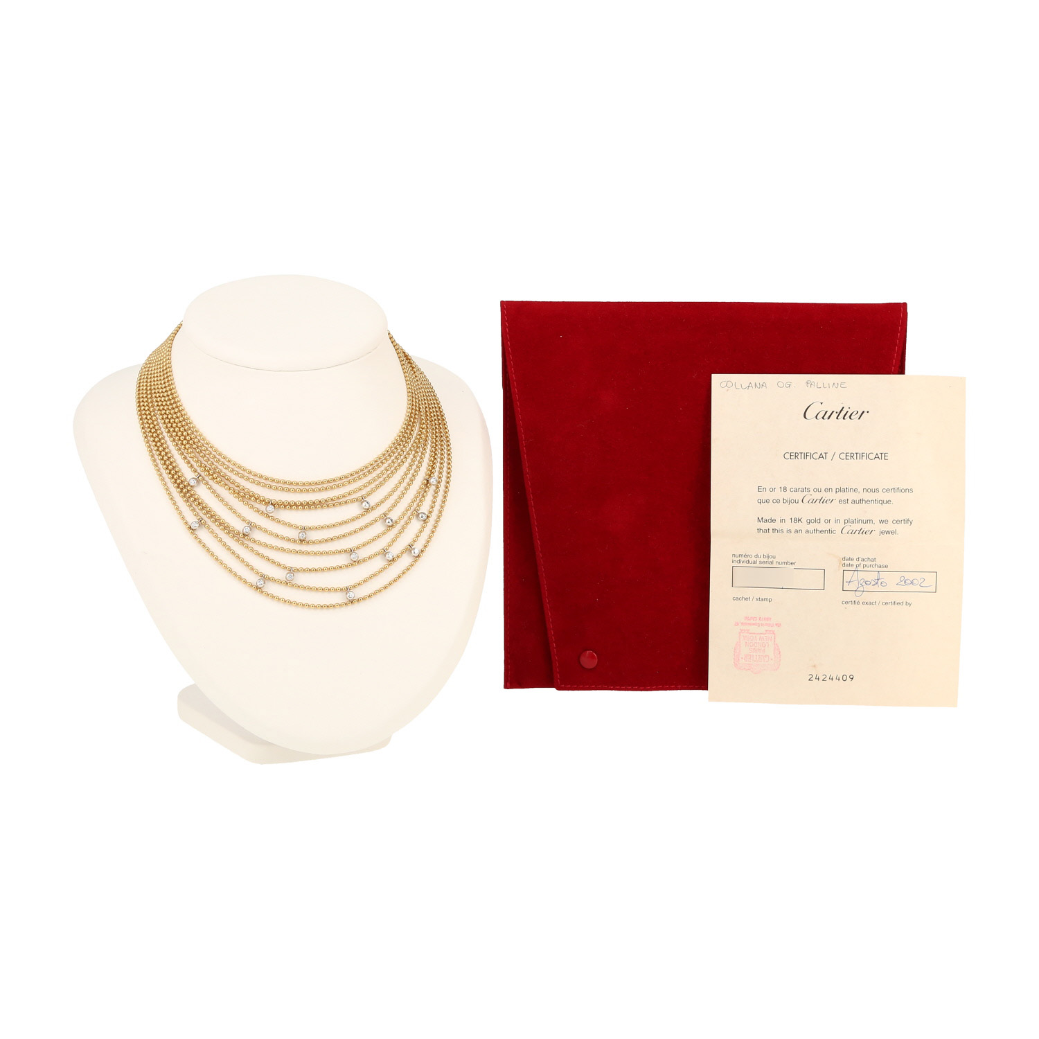 Cartier Draperie necklace in yellow gold, white gold and diamonds - Detail D2