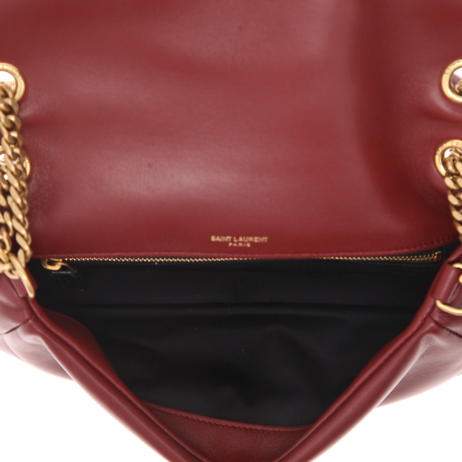 Bolso de mano Saint Laurent   en cuero color burdeos - Detail D3