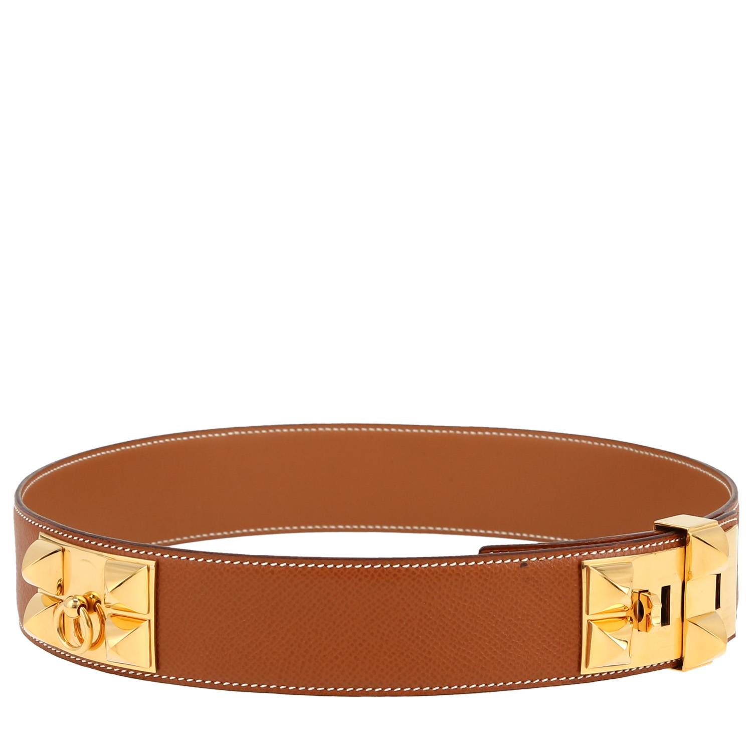 Cinturón Hermès  Médor en cuero Courchevel color oro