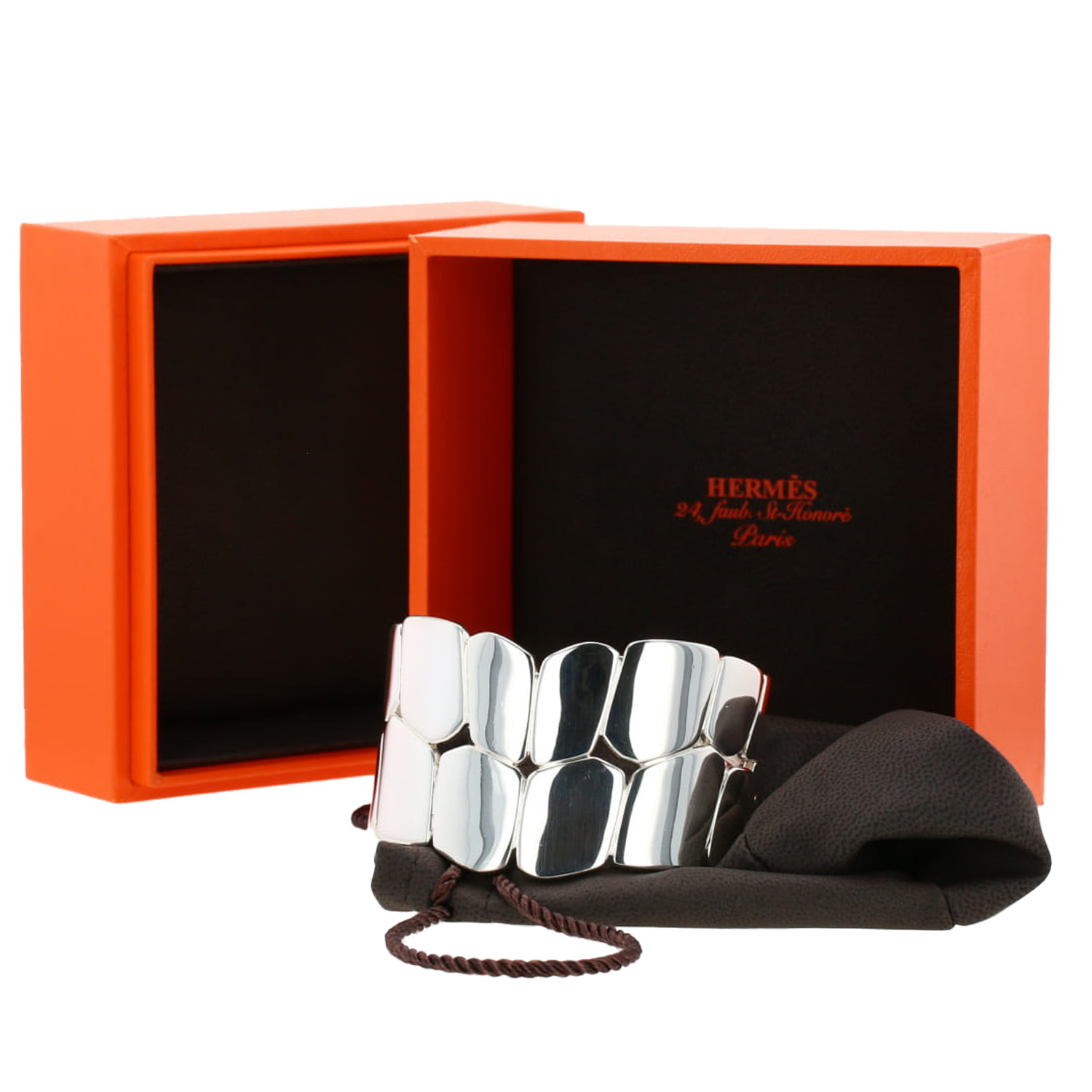 Open Hermès Niloticus Ombre cuff bracelet in silver