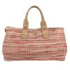 Shopping bag Prada   in tela rosa e beige e nubuck beige - Detail D1 thumbnail