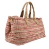 Sac cabas Prada   en toile rose et beige et nubuck beige - Detail D3 thumbnail