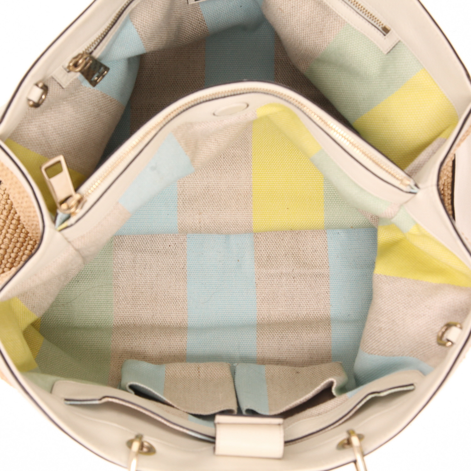 Sac à main Gucci   en raffia et cuir blanc - Detail D3