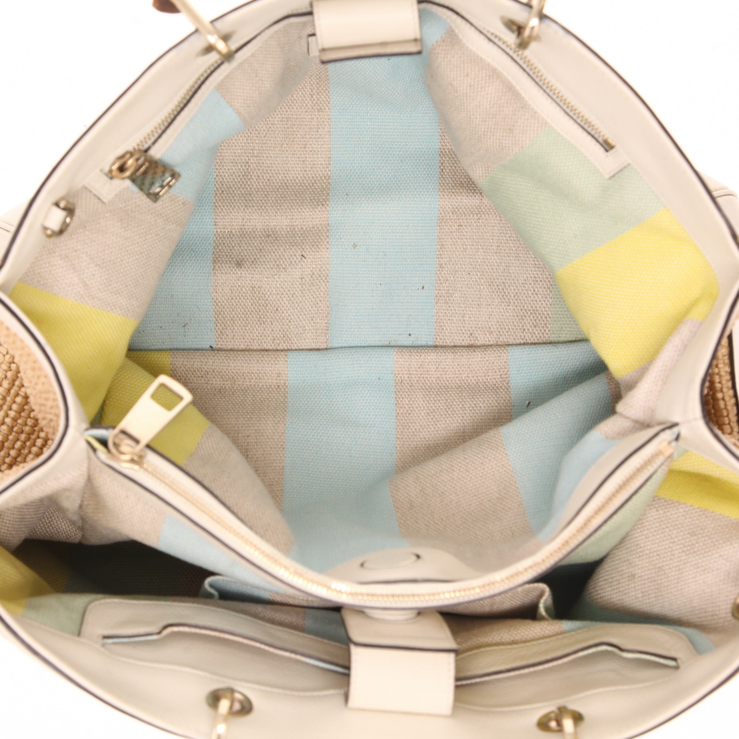 Borsa Gucci   in rafia e pelle bianca - Detail D4