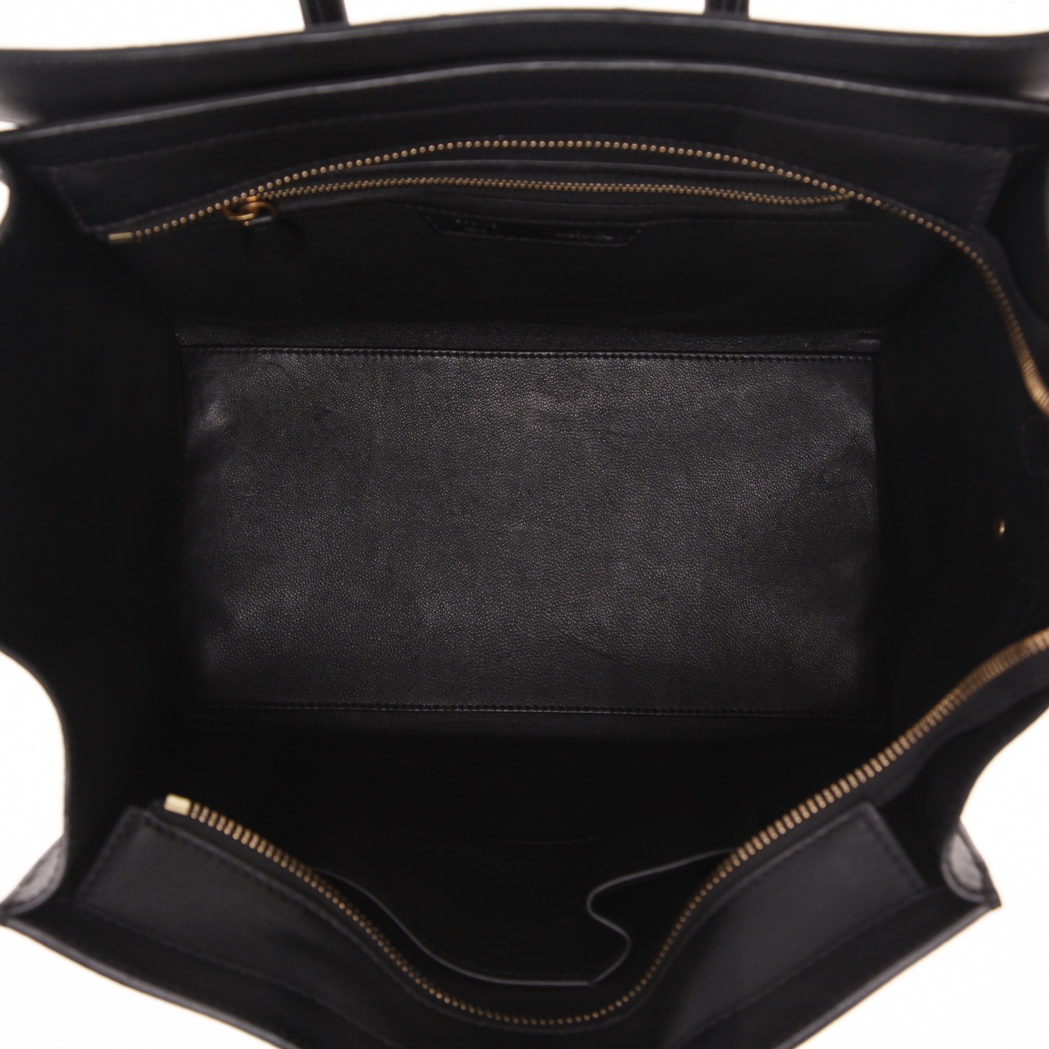 Bolso de mano Celine  Luggage Mini en cuero liso negro - Detail D3