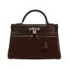 Hermès  Kelly Lakis handbag  in brown box leather  and brown canvas - 360 thumbnail