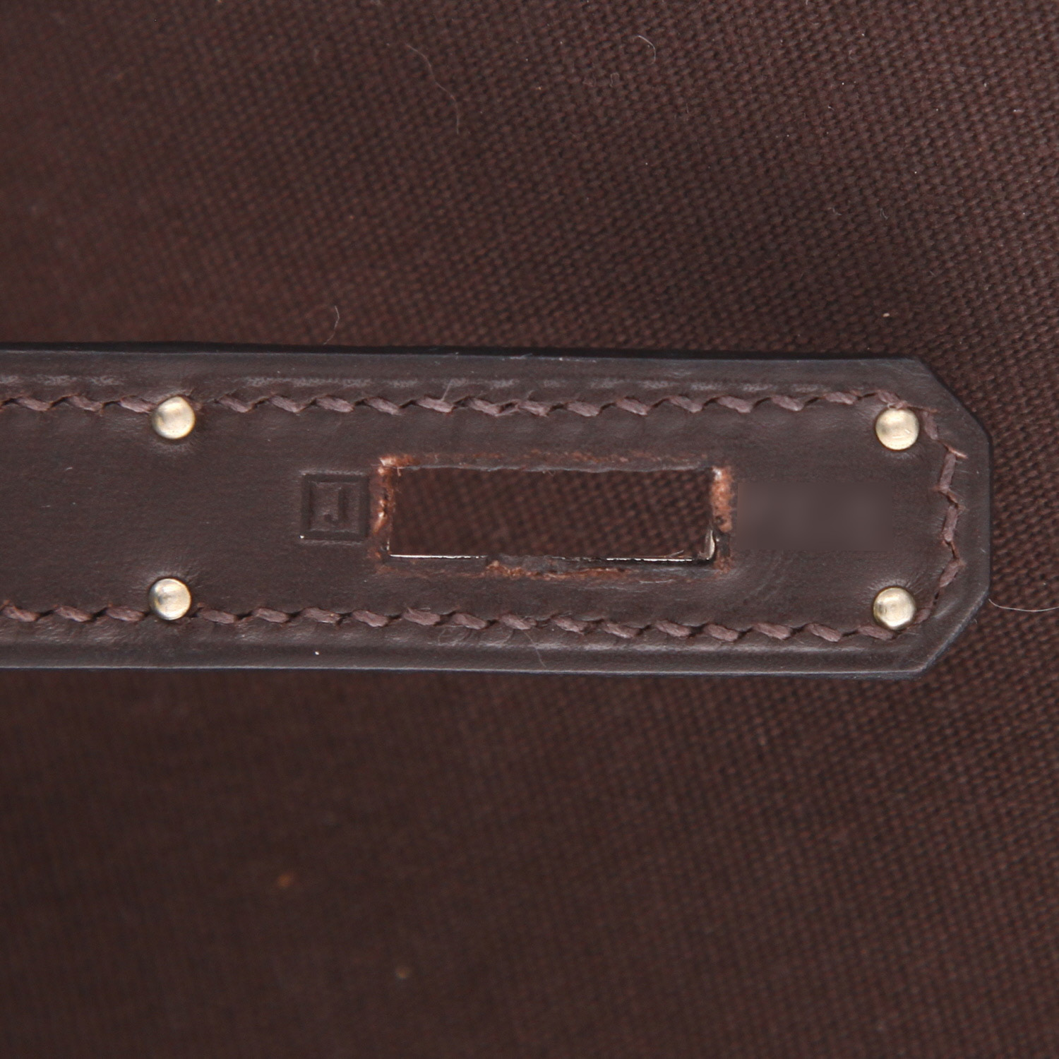 Hermès  Kelly Lakis handbag  in brown box leather  and brown canvas - Detail D4