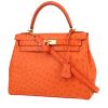 Bolso de mano Hermès  Kelly 28 cm en avestruz naranja - 00pp thumbnail